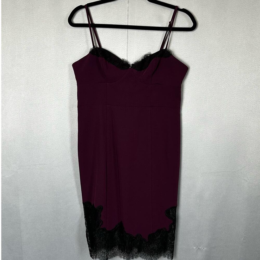 Women's Vintage Victoria Secret Plum Purple Black Lace Lingerie Slip Dress- 8